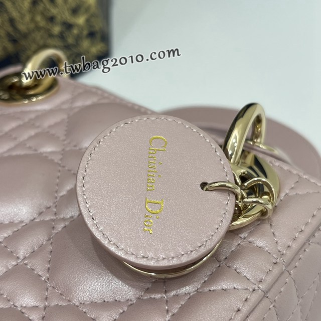 Dior专柜新款Lady女包迪奥高仿原单珠光粉Classic Lady戴妃包三格手提女包 djfk1416